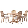 thumbnail image 2 of Noble House Absaroka Fabric Upholstered Wood and Cane 5 Piece Circular Dining Set, Natural and Brown, 2 of 16