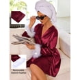 thumbnail image 2 of Ekouaer Women's Satin Robes Long Sleeve Silk Robe Bride Bridesmaid Robes Bridal Robes Soft Kimono Bathrobe, 2 of 6
