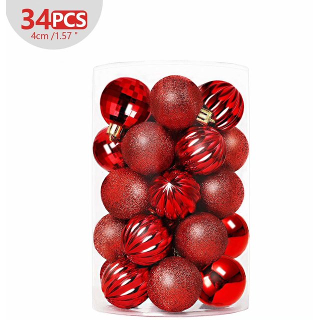 34 Christmas Balls Tree Decorations Christmas Decorations, Christmas Tree Decorations Balls With Pendants Tree Decorations Christmas Plastic Pvc 4cm 34 Pieces / Set, Red