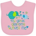 thumbnail image 3 of Inktastic My Great Grandma Loves Me Cute Elephants Boys or Girls Baby Bib, 3 of 4
