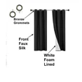 thumbnail image 5 of Gorgeous Home Linen K86 Set of 2 Panels Slate Blue Solid Color Blackout Room Darkening Window Curtain Grommets Top 37" wide X 84" length each pc, 5 of 6