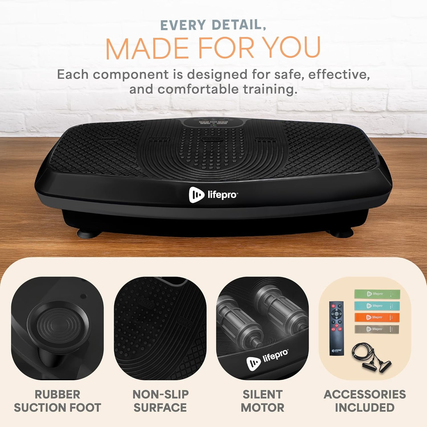 Lifepro Hovert 3D Vibration Plate Exercise Machine – Dual Motor Full Body Vibrating Plate for Strength, Balance, Recovery & Weight Loss – Heavy Duty Home Exercise Machine - Black