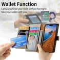 thumbnail image 6 of Wallet Case Compatible with iPhone Air, Heart Pattern Detachable Wrist Strap PU Leather Card Slots Zipper Pocket RFID Blocking Kickstand Phone Case for iPhone Air, Gray, 6 of 9