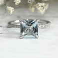 thumbnail image 2 of HeartsAndYou 3ct Natural Blue Aquamarine Hidden Halo Engagement Ring 14k SOLID White Gold, 2 of 9