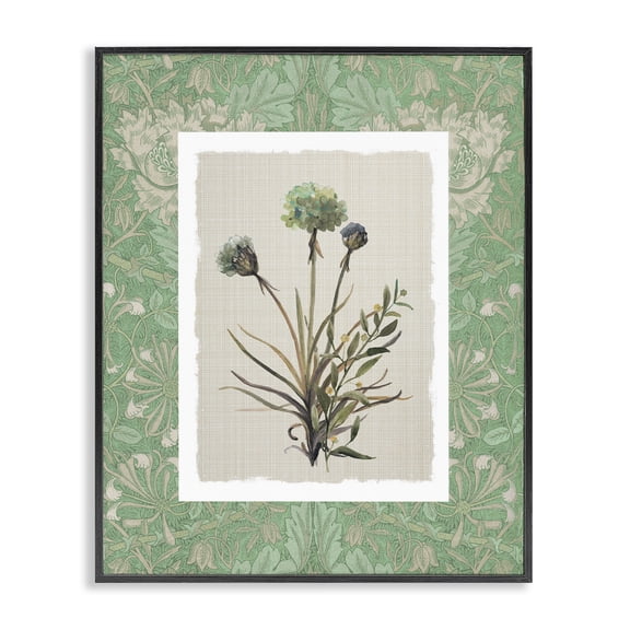 Stupell Industries Vintage Foliage in Green Black Framed Giclee Art, design by Carol Robinson