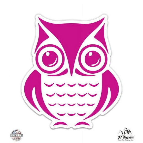 Owl Cute Pink - 3" Vinyl Sticker - For Car Laptop I-Pad Phone Helmet Hard Hat - Waterproof Decal