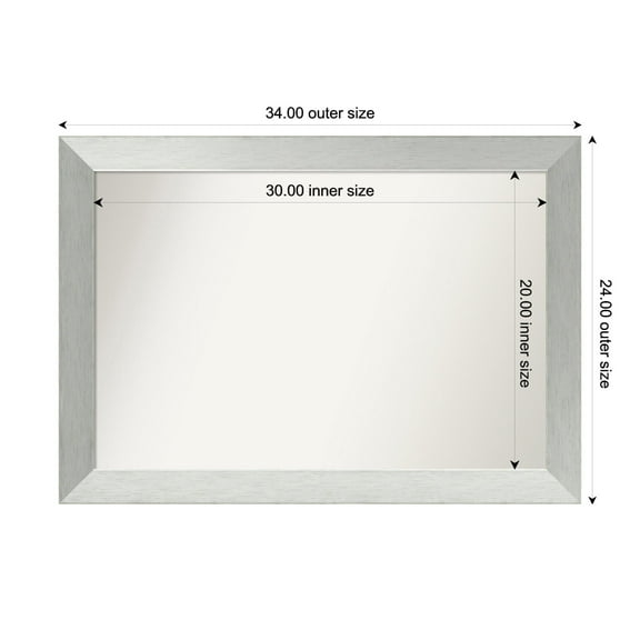 Amanti Art Custom Framed Wall and Bathroom Mirror (24 x 34 in.), Brushed Sterling Silver Frame