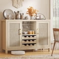 thumbnail image 3 of Winkalon Coffee Bar Cabinet, 47.2" Rattan Sideboard Buffet Cabinet with Storage, Boho Farmhouse Liquor Cabinet with Wine Racks for Living Dining Room Kitchen, Natural, 3 of 10