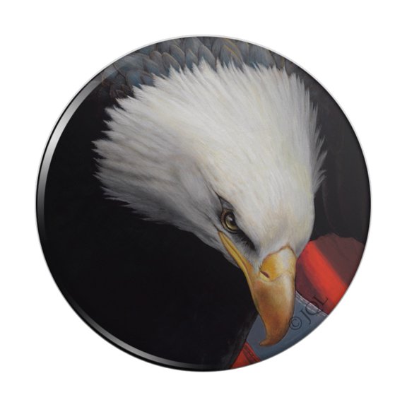 American Flag Bald Eagle Forever Free Pinback Button Pin