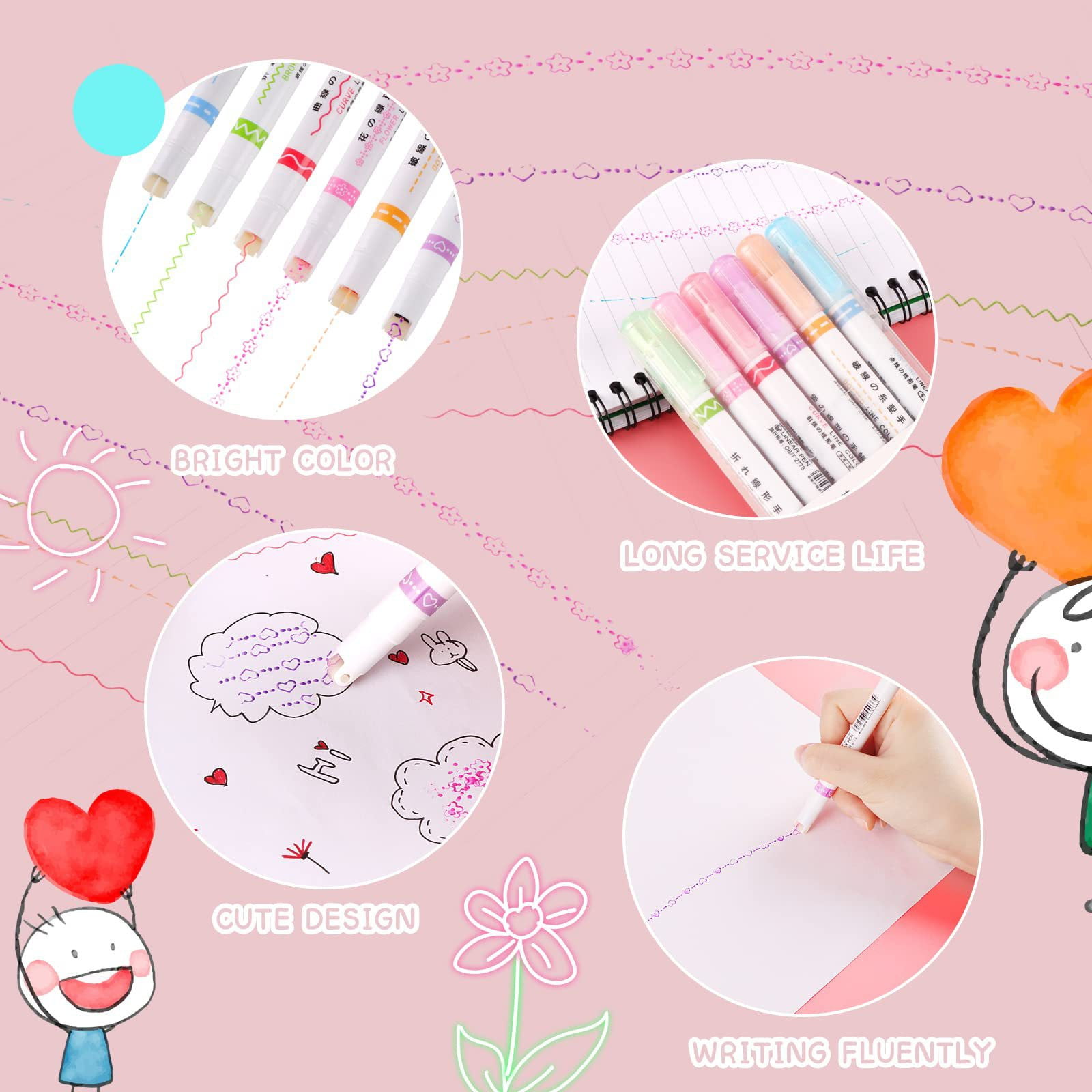 DTBPRQ Gel Pens, Colored Pencils Creative Ball-point Pen Cute New Peculiar  With Light-emitting Flashlight Multi-function Ball-point Pen Student Gifts  2ml Cute Pens Paint Brushes 