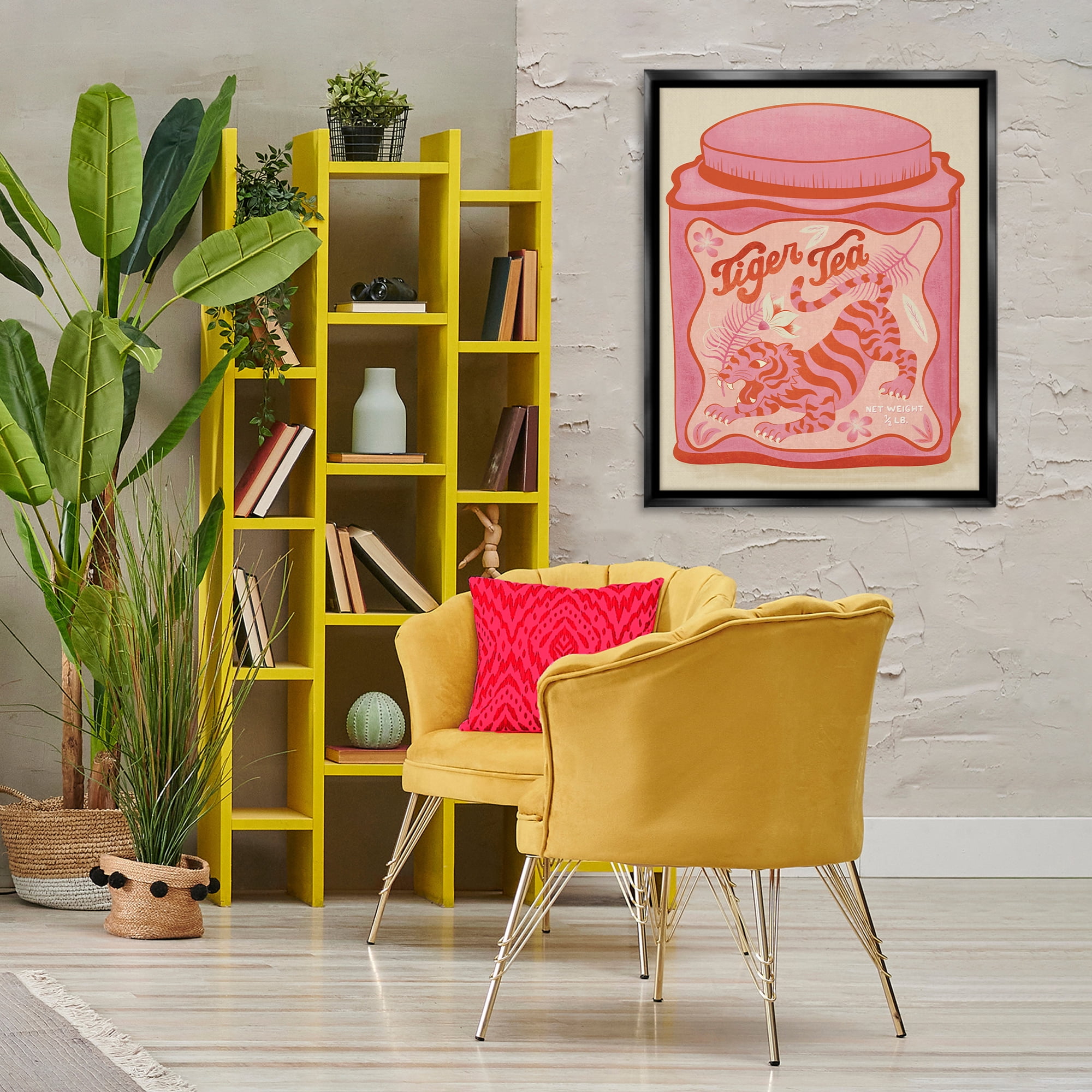 Stupell Industries Tiger Tea Traditional Style Food & Beverage Painting Black Floater Framed Canvas Art Print Wall Art, 25 x 31