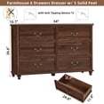 thumbnail image 2 of Buildhom 54" Farmhouse 6-Drawer Dresser, Rustic Wood Chest with 4 Legs for Adult Bedroom, Brown, 2 of 8