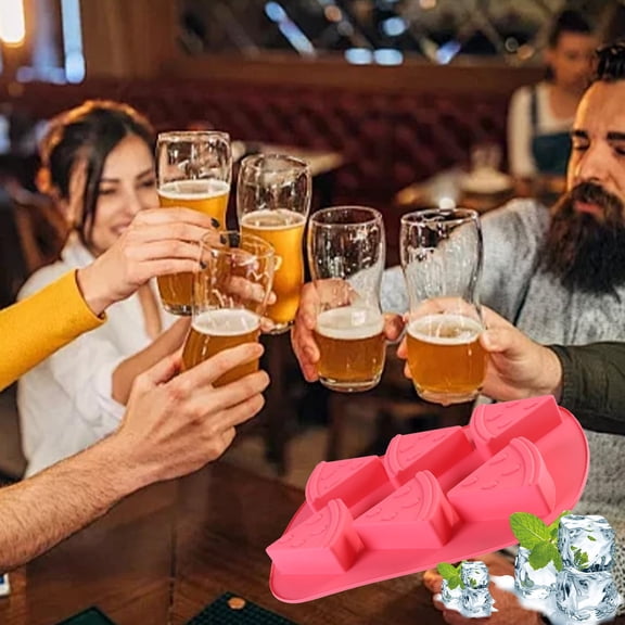 DIY Fruit Ice Cubes Tray with 4 Styles - Strawberry, Watermelon, Pineapple, Lemon Silicone Ice Cubes Molds, Food Grade Flexible & Easy Release, 6-Cube Maker for Drinks, Cocktails, Jelly