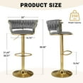 thumbnail image 5 of Daluvenix Velvet Bar Stools Set of 4, Counter Height Barstools with Low Back, Gold 360° Swivel Bar Stool ,Counter Height Bar Chairs for Kitchen Island, Pub,Dark Grey, 5 of 7