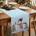 thumbnail image 2 of Christmas Cotton Linen Table Runner Winter Xmas Snowman Pine Tree Snowflakes Light Blue Dining Table Runners for Home Decor Party Dining Room Restaurant Kitchen Party 13" x 72", 2 of 9