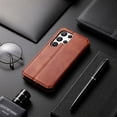 thumbnail image 5 of TECH CIRCLE for Samsung Galaxy S21 Wallet Phone Case, 3D Embossing Plaid w/ Stand Function PU Leather Flip Case ID Credit Cards Pocket Shockproof Magnetic Closure Cover,Brown, 5 of 9