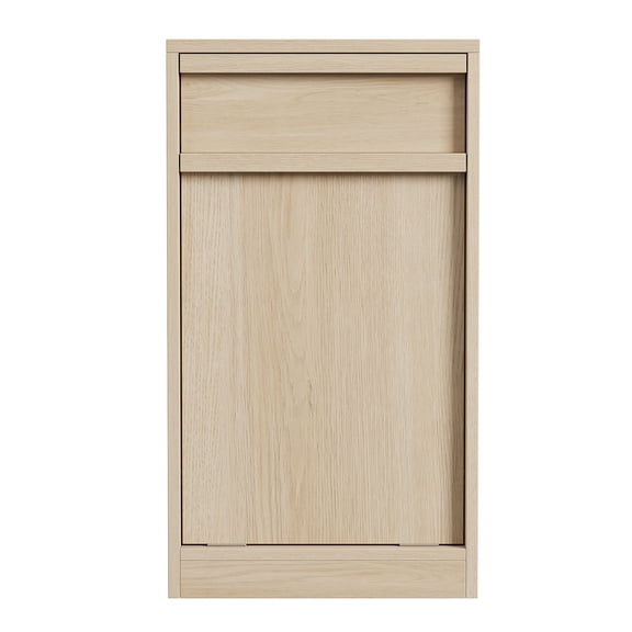 Double Tilt-Out Trash Can Cabinet with 20 Gallon Storage, Hidden Pet-Proof Wooden Garbage Bin Storage Drawer for Kitchen Laundry Recycling Dark Grey Natural