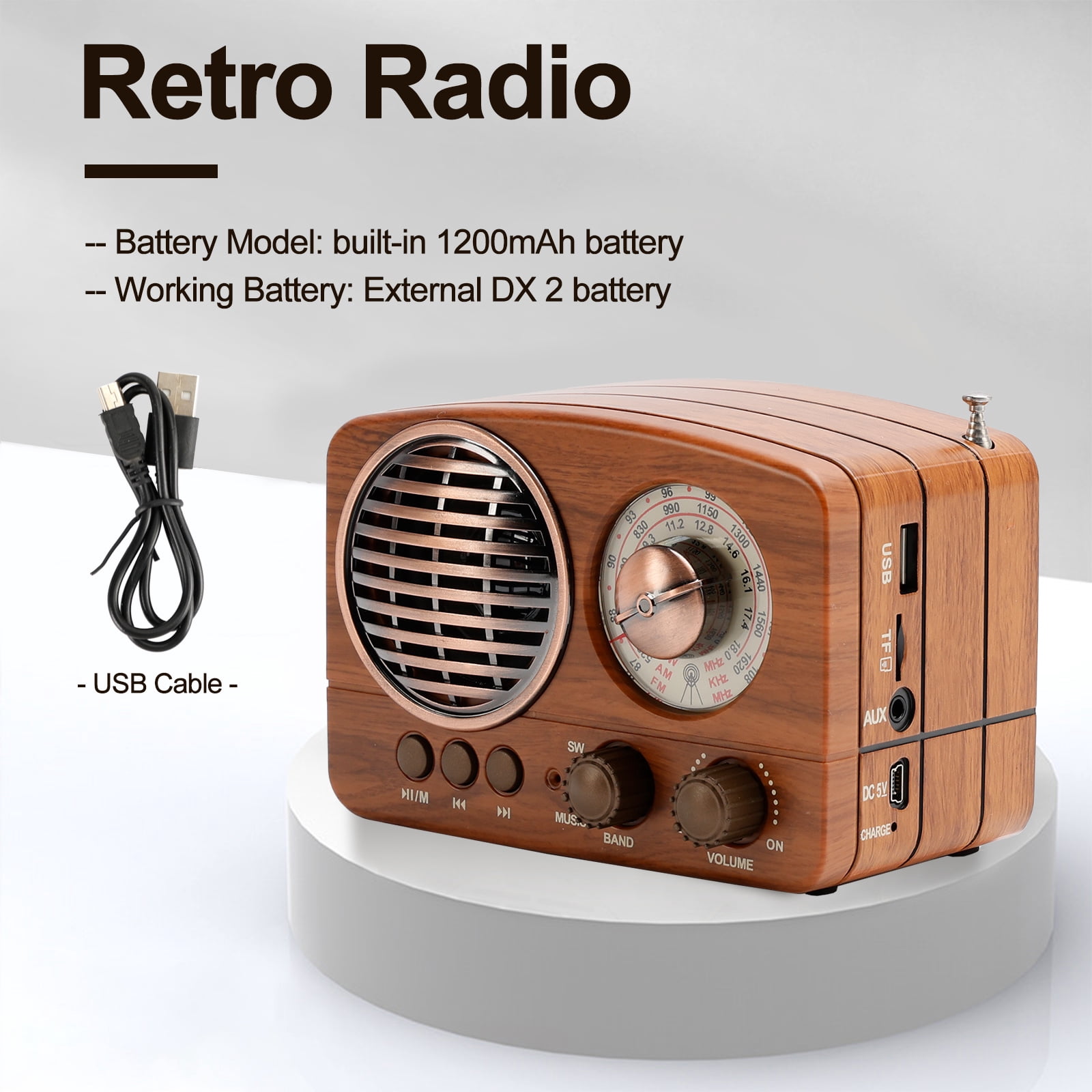 Vintage Radio Retro Bluetooth Speaker-FM Radio with Old fashioned Classic Style, Strong Bass Enhancement, Loud Volume