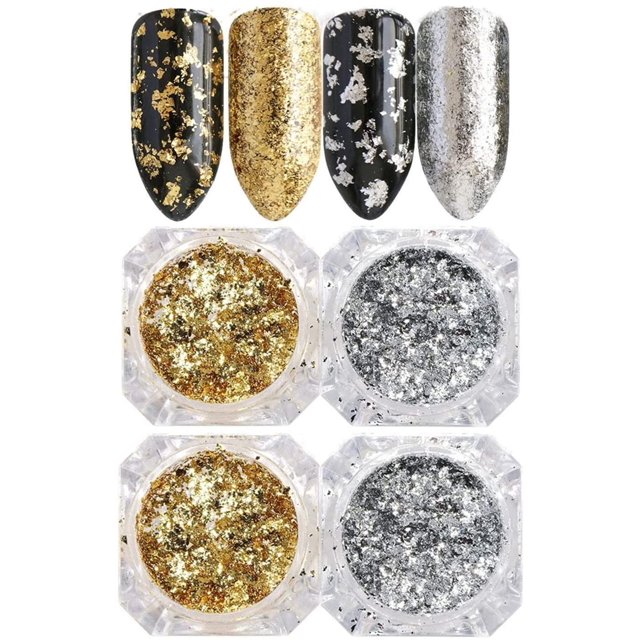 Kit de polvo de uñas con purpurina holográfica para uñas, arte de uñas, copos de aluminio con purpurina dorada y plateada, polvos con efecto de espejo mágico, lentejuelas, esmalte de uñas en gel, pigm Namotu CZMR-YX212-1