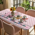 thumbnail image 3 of Happy Easter Table Cloths for 3 Foot Rectangle Tables, Spring Gnomes Rabbits Eggs Love Flowers Pink Patio Waterproof Elastic Fitted Tablecloths, Washable Rectangular Table Cover for Camping, 3 of 8
