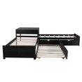 thumbnail image 4 of L shaped Platform Bed with 1 Trundle and 2 Drawers Linked with built-in Desk,suitable for three people, Espresso, 4 of 9