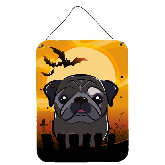 Caroline's Treasures BB1821DS1216 Halloween Black Pug Wall or Door Hanging Prints, 12x16, multicolor