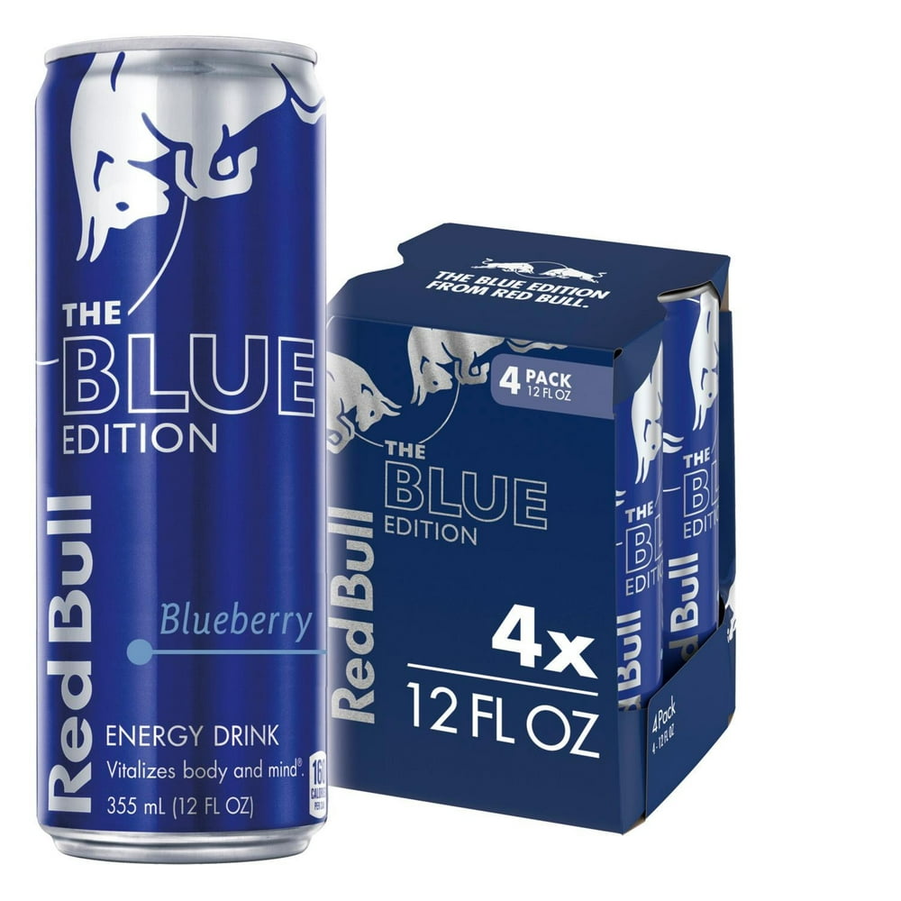 (4 Cans) Red Bull Energy Drink, Blueberry, 12 Fl Oz, Blue Edition