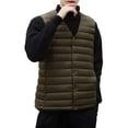 thumbnail image 7 of Luwomo Men's Leisure Down Vest Jackets Mens Sleeveless V Neck Zipper Packable Down Thin Coat Regular Blouses Army Green,2XL, 7 of 7