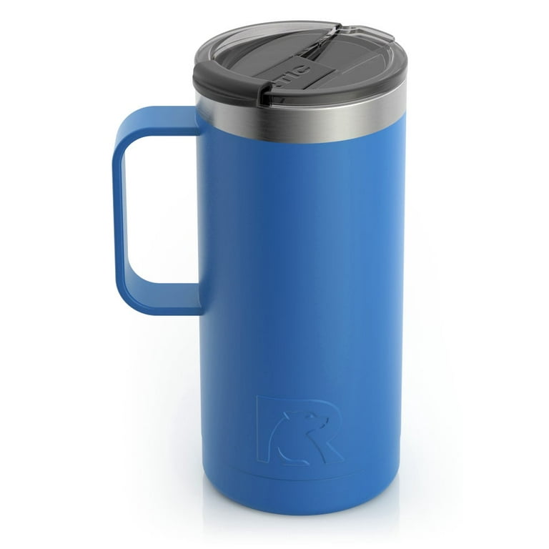 RTIC 16 oz Coffee Travel Mug with Lid and Handle, Stainless Steel Vacuum-Insulated, Hot and Cold Drink, for Car, Camping, Pond, Size: 16oz, Blue