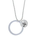 thumbnail image 1 of Delight Jewelry Acrylic 1 1/2" Ring Imitation Pearl Silvertone Script Initial Disc - H - Charm Necklace, 20"+3", 1 of 4