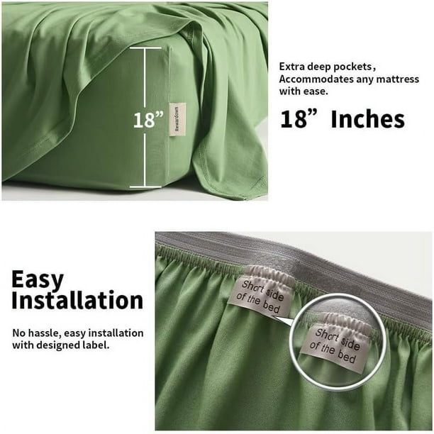 REWARDOWN 4-Piece King Green Set, Eco-Luxury & Comfort King Size