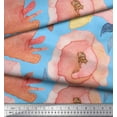 thumbnail image 3 of Soimoi Blue Poly Georgette Fabric Leaves & Floral Print Fabric by Yard 42 Inch Wide, 3 of 3