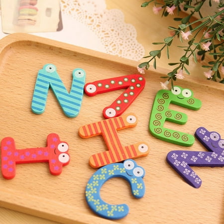 

Tuscom Numbers Flash Cards Set Clearance 26 Letters Wooden Cartoon Fridge Magnet kid Baby Educational Toy Multicolor