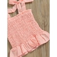 thumbnail image 5 of Seyurigaoka Kid Girl Three-Piece Outfits, Solid Color Sleeveless Tie-Up Ruched Tops + Multi-Layer Sweet Skirt + Bowknot Headband, 5 of 8