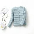 thumbnail image 4 of Yigetop Lightweight Jacket Women Women's V Neck Round Neck Thin Lightweight Pure Color Simple White Duck Down Female Light Down Jacket Womens Puffer Jacket Mint Green 2XL, 4 of 4