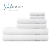 WelHome 6 Piece EVERYDAY USE 100% Cotton Bathroom Towels Set, 450 GSM, 2 White Bath Towels 27" x 54", 2 White Hand Towels, 2 White Washcloths, Soft Lightweight, Hotels, Spa and Gym  White Towels Set
