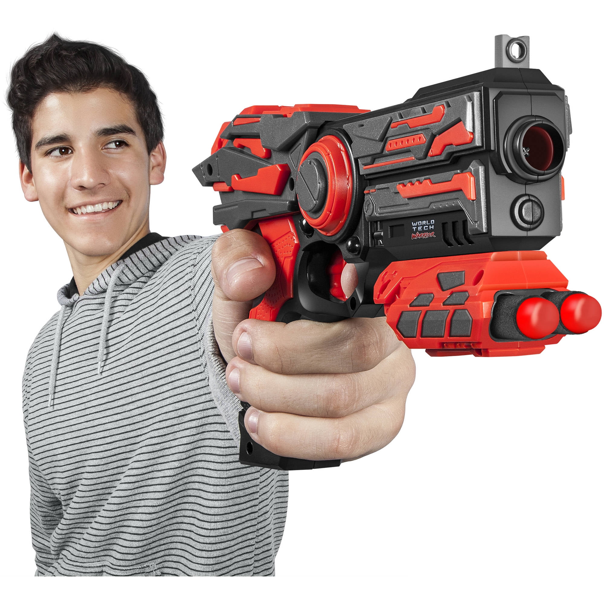 World Tech Warriors Havoc Dart Blaster with Spare Dart Holder, Red by World Tech Toys