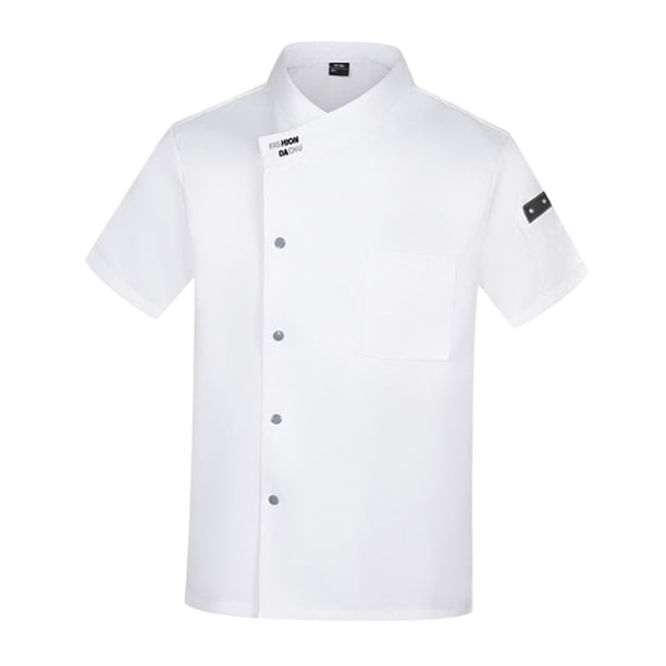 Chaqueta de chef con botones a presión para hombre, manga corta, uniforme ejecutivo para camarero Blanco xxxl