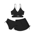 thumbnail image 5 of BULLPIANO Girls Swimsuit 3 Piece Tropical Floral Print Bikini Set Criss Cross Bathing Suit with Drawstring Quick Dry Cover Up Skirt 9-16Y, 5 of 9