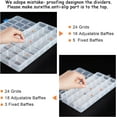 thumbnail image 6 of 4 Pack 24 Grids Plastic Storage Box Jewellery Boxes with Adjustable Dividers Hook Design Large Clear Plastic Bead Earring Storage Container(2 Mixed Size), 6 of 8