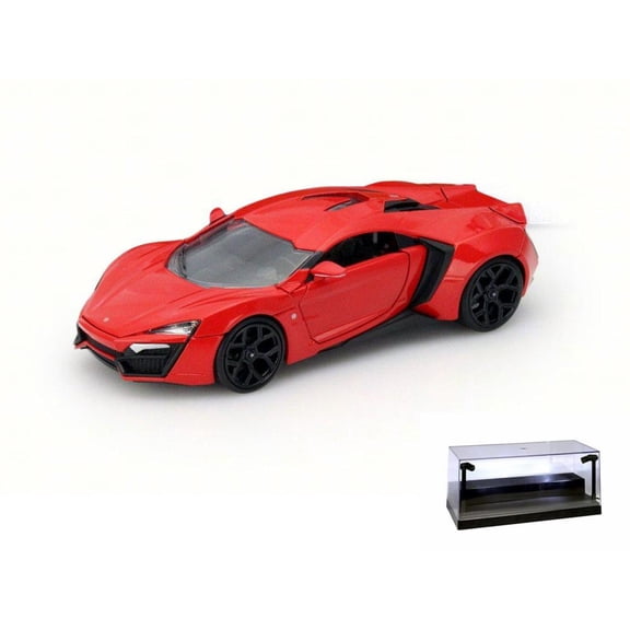 Diecast Car w/LED Display Case - Lykan HyperSport, Red - JADA 97377 - 1/24 Scale Diecast Model Toy Car