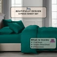 thumbnail image 2 of 1000 Thread Count, 100% Giza Egyptian Cotton - 6 PC Sheet Set - California King, Teal Blue, 20" Deep Pocket, 2 of 9