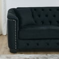 thumbnail image 5 of 77" 3 Seater Sofa, Modern Velvet Sofa with 2 Cushions , Tufted Backrests Couch with Tufted Backrests, Upholstered Sofa for Living Room, Bedroom, Apartment, Office, Black, 5 of 7