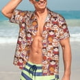 thumbnail image 7 of Bingfone Men's Short Sleeve Button Down Shirts Hawaiian Maneki-Neko Cats Printed Beach Shirt, 7 of 7