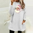 thumbnail image 2 of Lovskoo Fuzzy Fleece Pullover Tops for Women Winter Warm Printed Fleece with Pocket Long Sleeve Crewneck Solid Color Warm Top White, 2 of 6