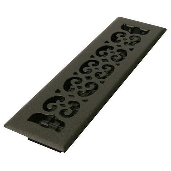 1 PK DecorGrates Floor Register, 3.75 X 13.5, Textured Black, Cast Iron
