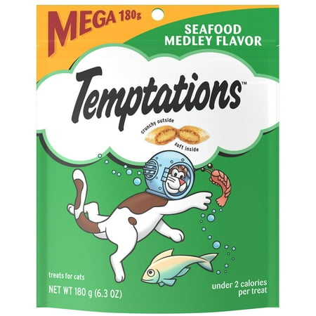 UPC: 0058496281281 | Temptations Seafood Medley Flavor Crunchy and Soft Cat Treats 6.3 oz Pouch
