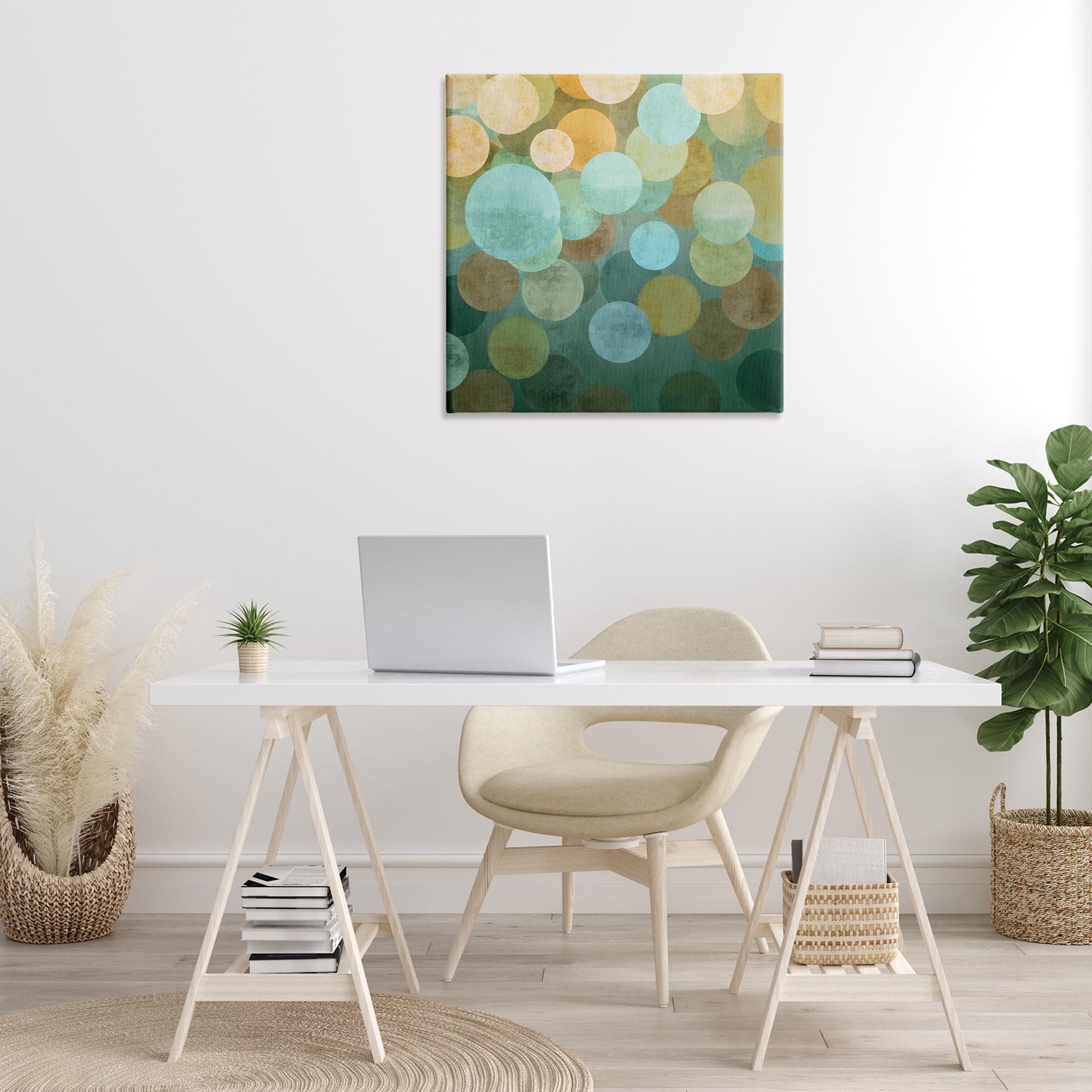 Stupell Industries Layered Green Circles Abstract Painting Gallery Wrapped Canvas Art Print Wall Art, 30 x 30