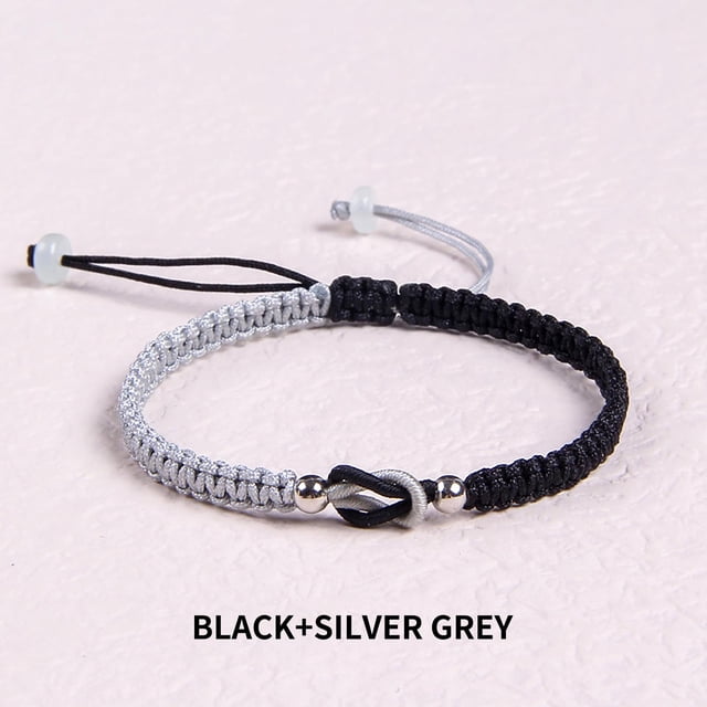 Fiudx Pulsera de Amor, Cuerda de Cuentas de Plata Tejida a Mano, Pulsera de Nudos Ajustables, Regal Simbólico de Amor, Regal de Aniversario de Cumpleaños, Gesto Romántico, Cómodo de Llevar.