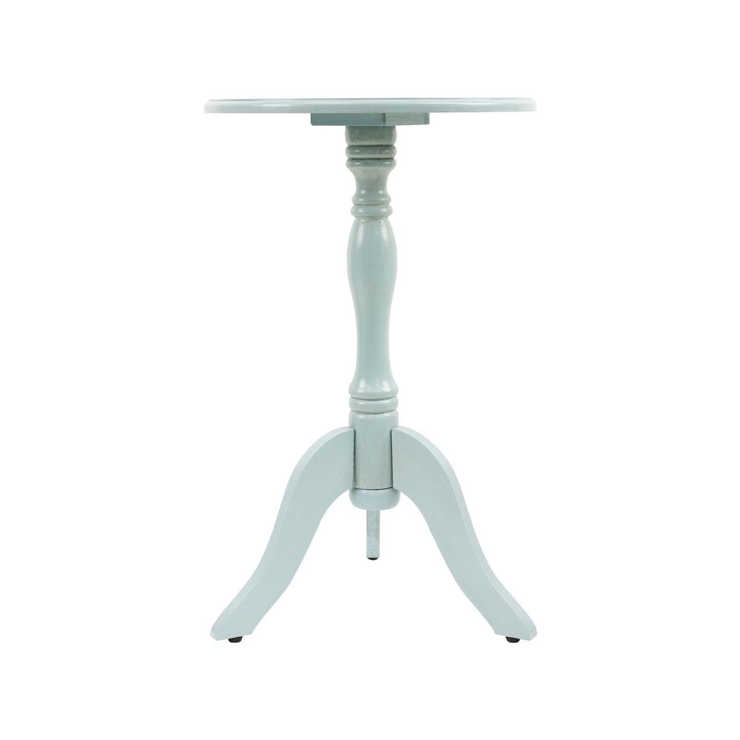 Decor Therapy Simplify Round Pedestal Accent Side Table in Antique Iced Blue